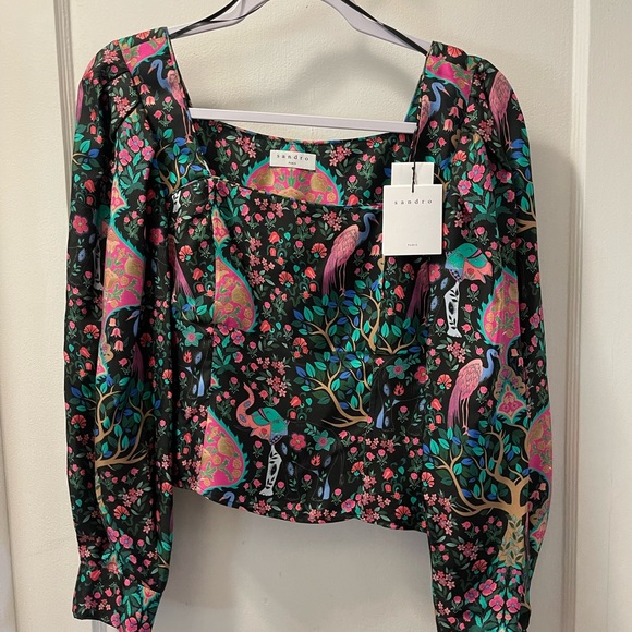 Sandro Ivea Silk Floral Top with puffy sleeves | Size Small - Picture 12 of 14